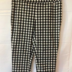 Rafaella Comfort Black & White Gingham Twill Capri Pants Size 10.pre-owned